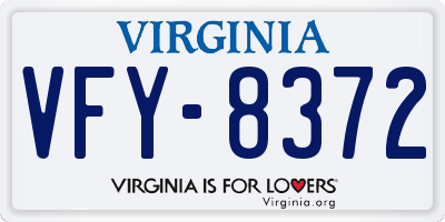 VA license plate VFY8372