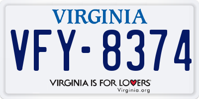 VA license plate VFY8374