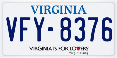 VA license plate VFY8376