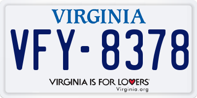 VA license plate VFY8378