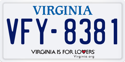 VA license plate VFY8381
