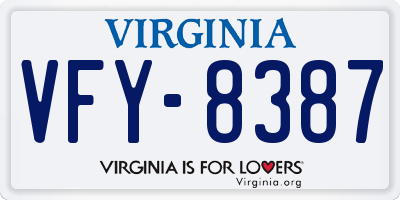 VA license plate VFY8387