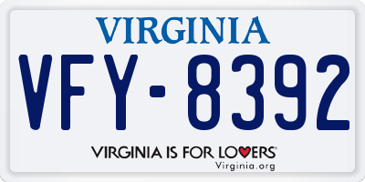 VA license plate VFY8392