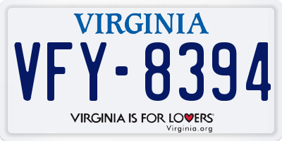 VA license plate VFY8394