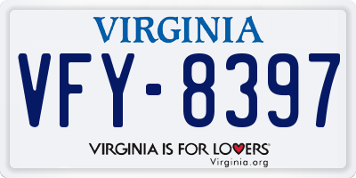 VA license plate VFY8397