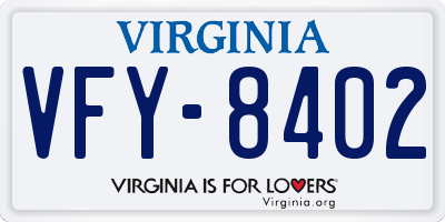 VA license plate VFY8402