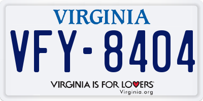 VA license plate VFY8404