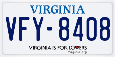 VA license plate VFY8408