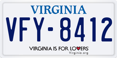 VA license plate VFY8412