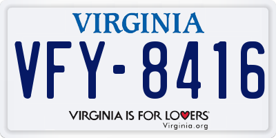 VA license plate VFY8416