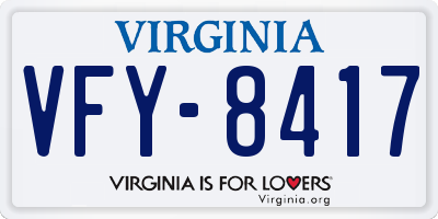 VA license plate VFY8417