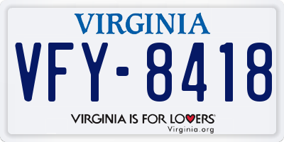 VA license plate VFY8418