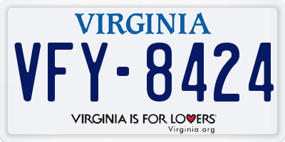 VA license plate VFY8424