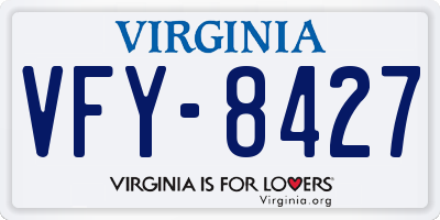 VA license plate VFY8427