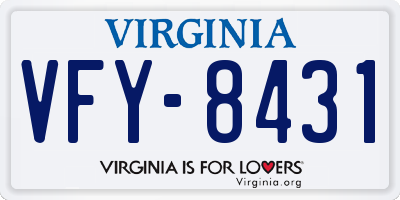 VA license plate VFY8431