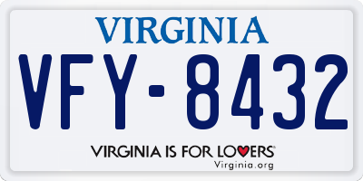 VA license plate VFY8432