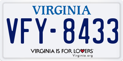 VA license plate VFY8433