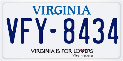 VA license plate VFY8434