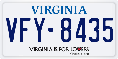 VA license plate VFY8435