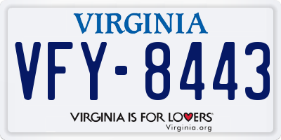 VA license plate VFY8443