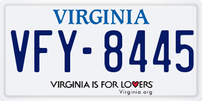 VA license plate VFY8445
