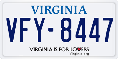 VA license plate VFY8447