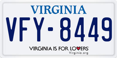 VA license plate VFY8449