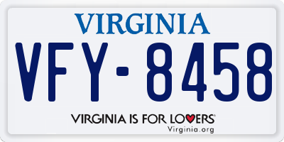 VA license plate VFY8458