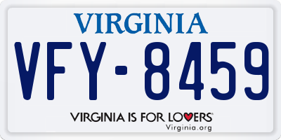 VA license plate VFY8459