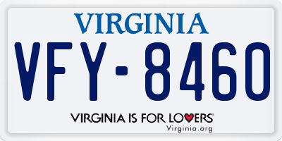 VA license plate VFY8460