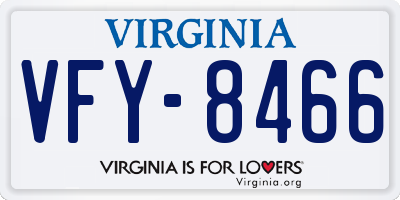 VA license plate VFY8466