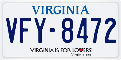 VA license plate VFY8472