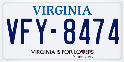 VA license plate VFY8474