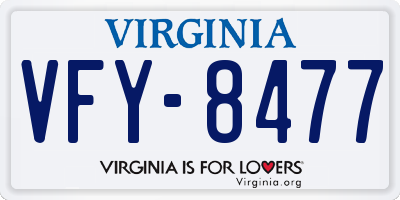 VA license plate VFY8477