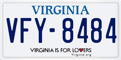 VA license plate VFY8484