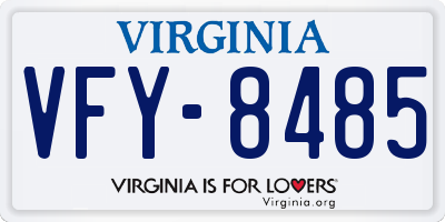 VA license plate VFY8485