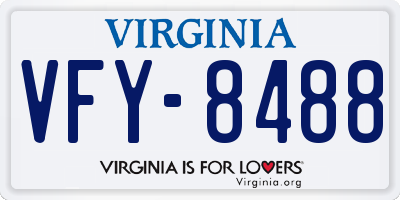 VA license plate VFY8488