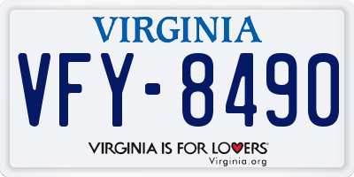 VA license plate VFY8490