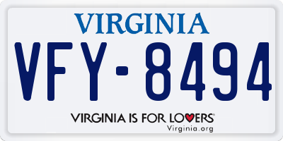VA license plate VFY8494