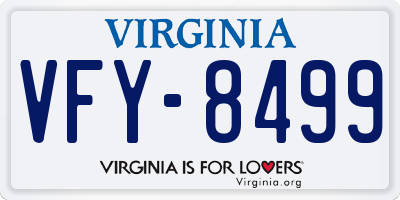VA license plate VFY8499
