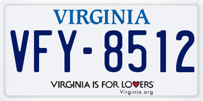 VA license plate VFY8512