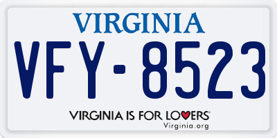 VA license plate VFY8523