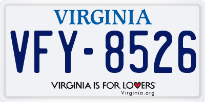 VA license plate VFY8526
