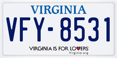 VA license plate VFY8531