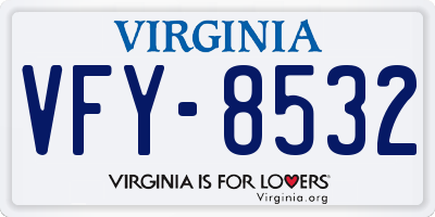 VA license plate VFY8532