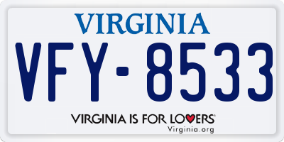 VA license plate VFY8533