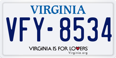 VA license plate VFY8534