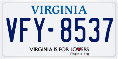 VA license plate VFY8537