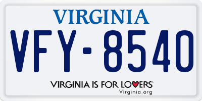 VA license plate VFY8540