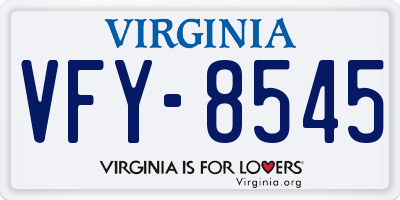 VA license plate VFY8545